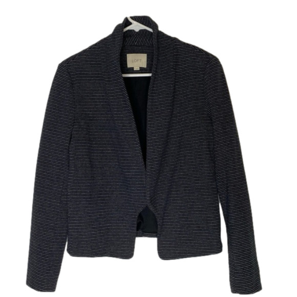 ANN Taylor LOFT Blazer Jacket Black Grey Stripes Super Soft - size small, S - Picture 1 of 6